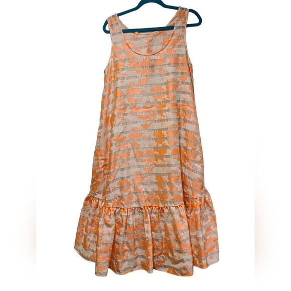 Anthropologie HD in Paris Trikala Dress, Neon Pink Orange Hi-Low, Sleeveless | M - Picture 4 of 11